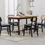 set of 4, wood, kitchen chairs, PU leather upholstered Rattan Image 6