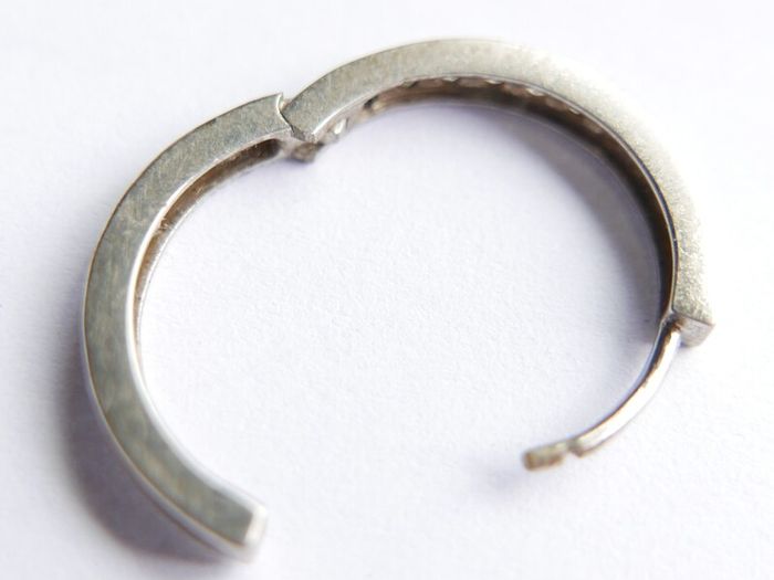 Vintage Sterling Silver & Cubic Zirconia Hoops Earrings 2,7g