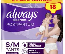 Always Discreet Postpartum Pants - 2 Bag Size S/M (9x4 = 36 pieces)