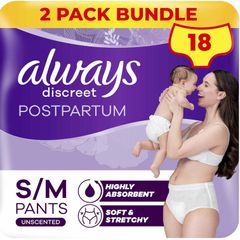 Always Discreet Postpartum Pants - 2 Bag Size S/M (9x4 = 36 pieces)