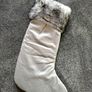 Luxury Padded Super Soft Faux Fur Trim Christmas Stocking Silver Grey Image 2