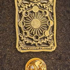 Tarot card, The wheel of fortune, pin back badge.