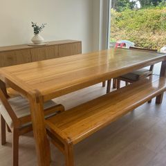 Solid Oak Dining Table Set - Habitat