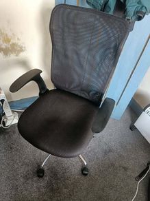 Office chair foldable retractable arm rests mesh back