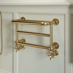 Brass Traditional Heated Towel Shelf Radiator 350 x 550mm