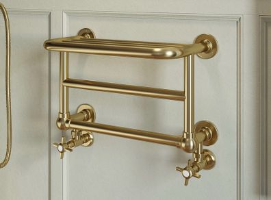 Brass Traditional Heated Towel Shelf Radiator 350 x 550mm