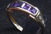 Vintage 9ct Gold Amethyst &amp; Diamond Ring Size 48