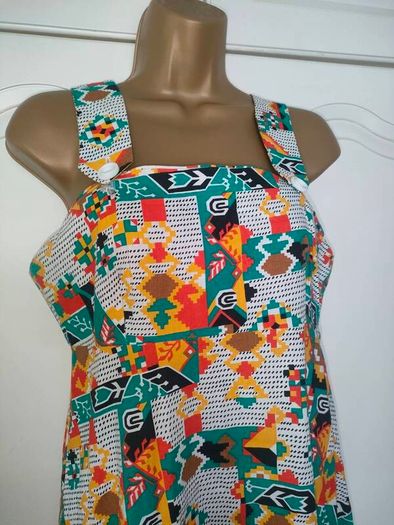 Vintage Pinafore summer dress abstract pattern Made in Ireland size Small Postage included