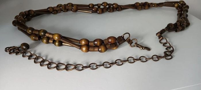 Brown Khaki Metal Chain Belt
