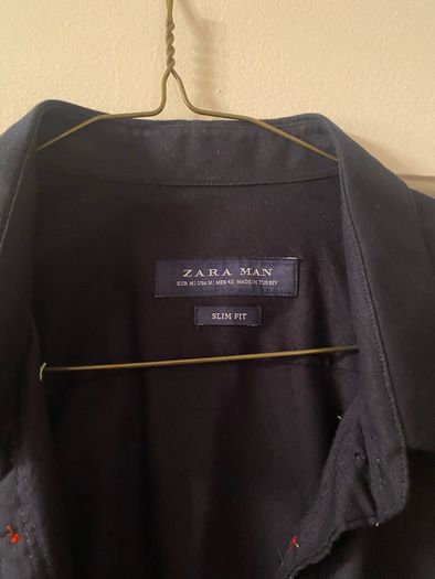 Mens Zara navy Casual Shirt M Slim Fit