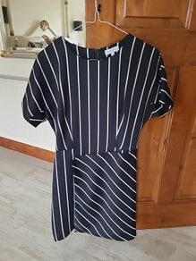 Ladies Navy and White Striped Dress NEW Size 10