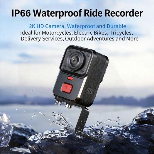 2K HD Dual Front and Rear Camera Motorcycle Motorbike Bike Helment Handlebar DVR WiFi Waterproof IP66 Single lens Loop Recording Cam Video Recorder Mountain Bicycle Motor