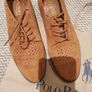 Free Post - Ralph Lauren Tan Leather - Suede Laced Shoes - Size 3: Image 3
