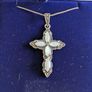 Silver Moon stone Marcasite Reverent Cross Image 2