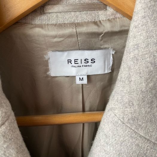 Reiss Tailored Double Breasted Wool Blend Coat Light Gray Melange (Size M) Like New