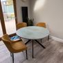Extendable Grey Dining Table with 4 Gold & Navy Chairs Image 3