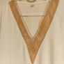 White & Gold Lace Dress with V-Neck and Ruffles  Size S Image 8