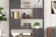 _Bookcase, Standing Shelf with 4 Open Compartments, Vintage Bookcase for Living Room, Industrial Storage Shelf with Cabinet