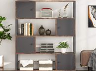 main image for ad _Bookcase, Standing Shelf with 4 Open Compartments, Vintage Bookcase for Living Room, Industrial Storage Shelf with Cabinet