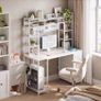 Computer Desk with Drawers & Display Shelves, 120 x 50 cm White Office Desk with Storage & Pegboard, Study Work Desk with Storage, Girls PC Desk for Home Office, Bedroom and Creative Spaces Image 5
