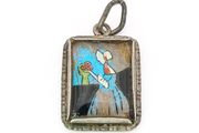 Real Butterfly Wing Silver Charm, Mid Century Art