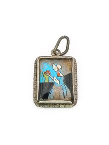 Real Butterfly Wing Silver Charm, Mid Century Art