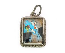 Real Butterfly Wing Silver Charm, Mid Century Art