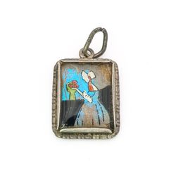 Real Butterfly Wing Silver Charm, Mid Century Art