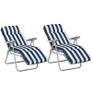 2Pc Folding Sun Loungers Set-Blue/White Image 7