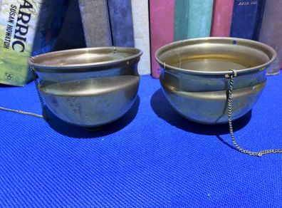 2 vintage brass planters