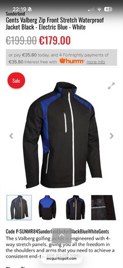 Sunderland Waterproof Jacket + Footjoy Glove