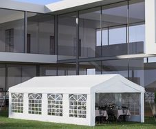 4 x 8m Heavy-duty Outdoor Carport Party Event Tent, Patio Gazebo Canopy Pavilion with 4 Sidewalls, 8 Windows, White