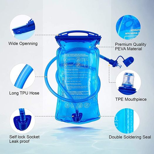 Hydration Bladder, 3 L 2 L 1.5 L Water Bladder BPA Free, 3 Liter Large Opening Water Reservoir, Leak Proof Military Water Storage Bladder Bag for Cycling Hiking Camping Biking Running (FREE POSTAGE)