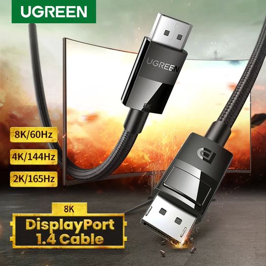 Ugreen Premium 3M DisplayPort 1.4 UHD/3D 8K (7680x4320@60Hz) 32.4Gbps (Cotton Braided/Gold Plated) Cable (Brand New/Warranty)