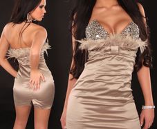 feather and cristals mini dress size 8 and 10 red and cappucino