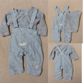 lined Dungaree,s And Fleece Top set