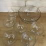 Vintage Etched Glass Dessert 3 footed dish set (7 pieces) Image 2