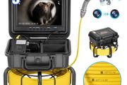 Sewer Camera, 165 ft/50m, Self-Leveling Pipeline Inspection Camera with 9" 1080P HD Screen, 36X Zoom, IP68 Waterproof Plumbing Camera with Lights-12 LED