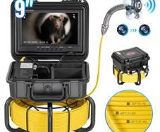 Sewer Camera, 165 ft/50m, Self-Leveling Pipeline Inspection Camera with 9" 1080P HD Screen, 36X Zoom, IP68 Waterproof Plumbing Camera with Lights-12 LED