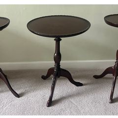 Set of Three Vintage Mahogany Pedestal Tables