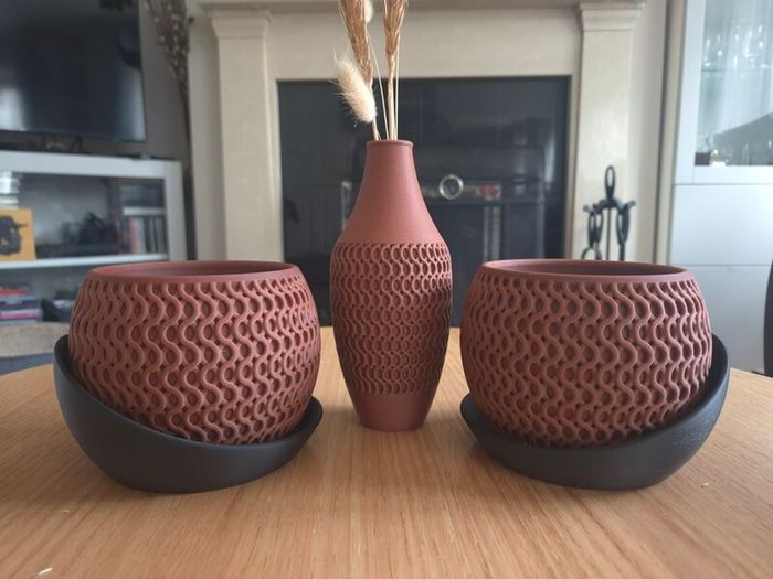 Modern 3D Printed Vase & Planter Set