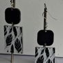 Geometric White & Black Feather Motif Earrings Image 8