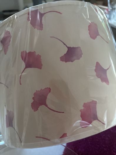 4 pieces- Avoca Mohair Wool Magenta Throw, Jerpoint Pedestal / Footed Bowl, Cut Glass Pillar Lamp with Brand New Sanderson Drum Shade - all are perfect together