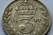 Silver coin 1917 3d three pence | 109 years old