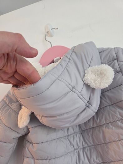 3-6m, The Little White Company Grey Bear Snowsuit