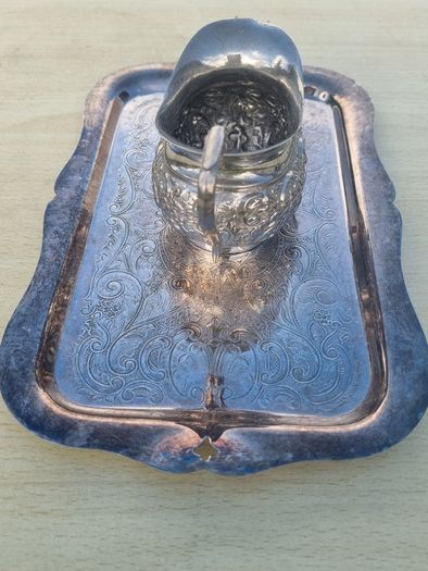 Viking Plate / Made in Canada / E.P. Brass creamer and tray