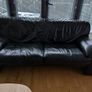 Black leather 3-seater sofa Image 2