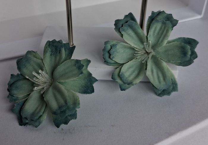 Boho Teal Ombre Camellia Clip On Earrings