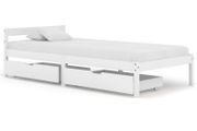 Bed Frame with 2 Drawers White Solid Pine Wood 100x200 cm