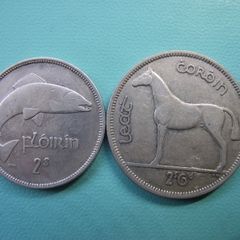 Ireland. Irish Republic. Set of 2 Silver coins: Halfcrown (1940) & Florin (1941)